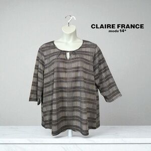NWOT, Claire France, Plus Size Plaid Tunic, 3X, Black, White, Yellow
